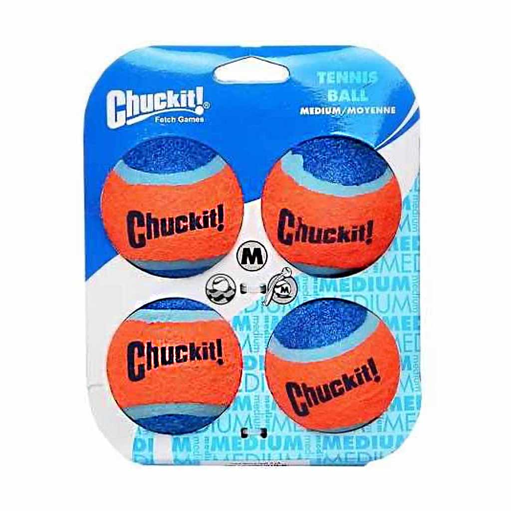 CHUCKIT FETCH TENNIS BALLS MED 4PK