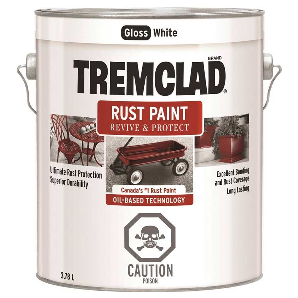 RUSTOLEUM TREMCLAD RUST PAINT GLOSS WHITE 3.78L