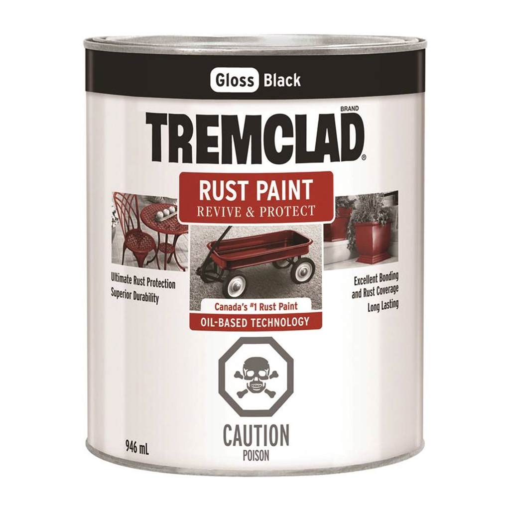 RUSTOLEUM TREMCLAD RUST PAINT GLOSS BLACK OIL 946ML