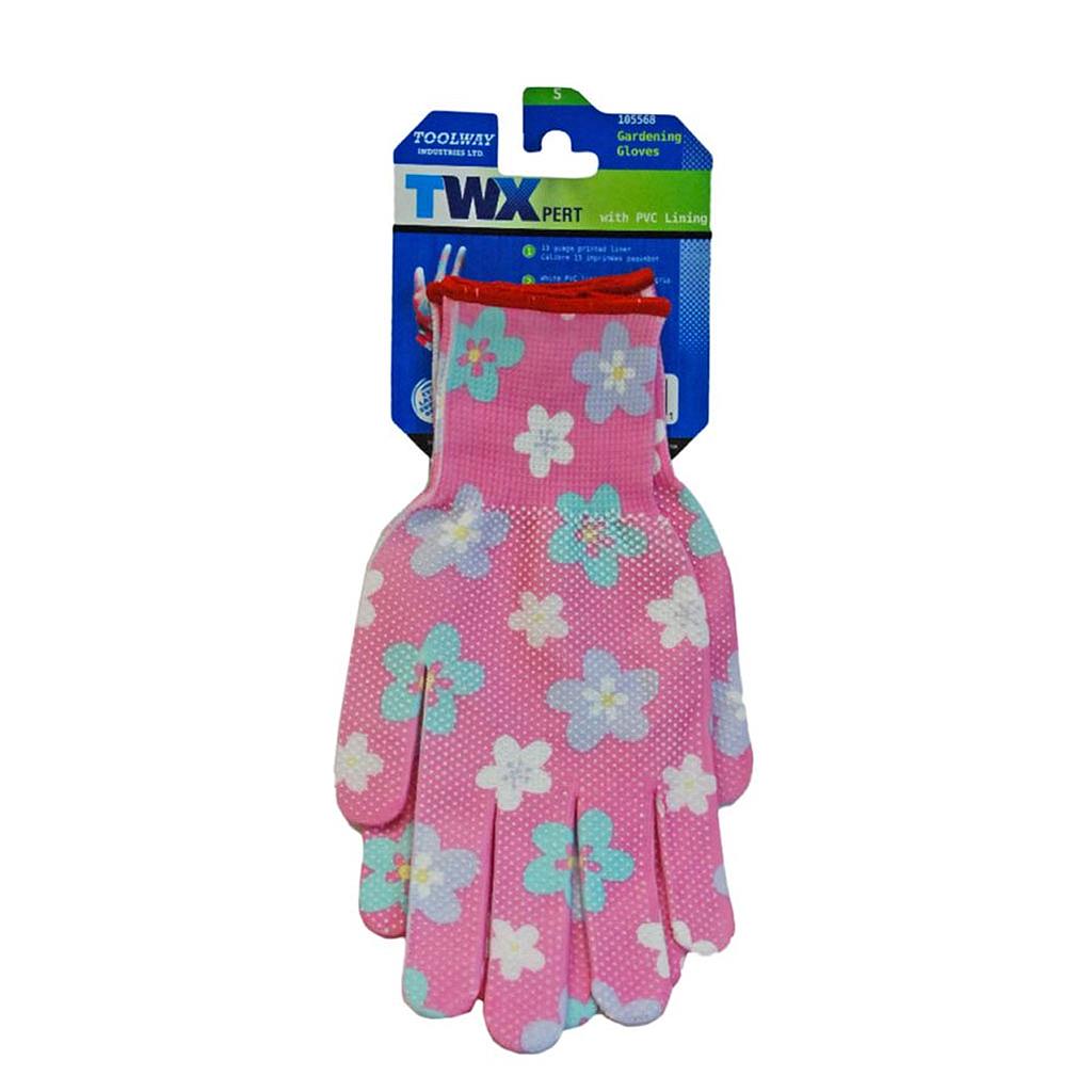 DV - GLOVE GARDEN PINK W/ PVC DOT MEDIUM