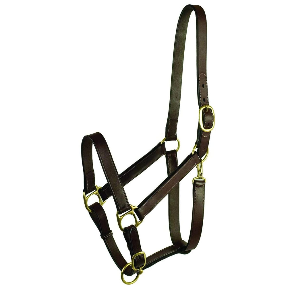 BROMONT LEATHER HALTER W/ NYLON &amp; WHITE STITCH BRWN FULL