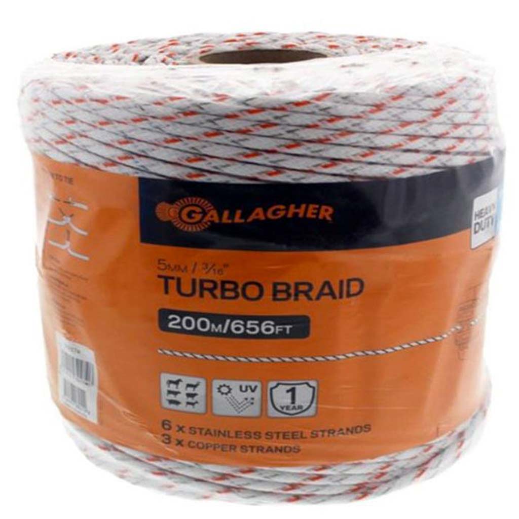 GALLAGHER TURBO EQUIBRAID WHITE 3/8 200M