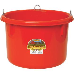 MILLER FEED TUB PLASTIC ROUND W/HOOKS 8GAL RED P800