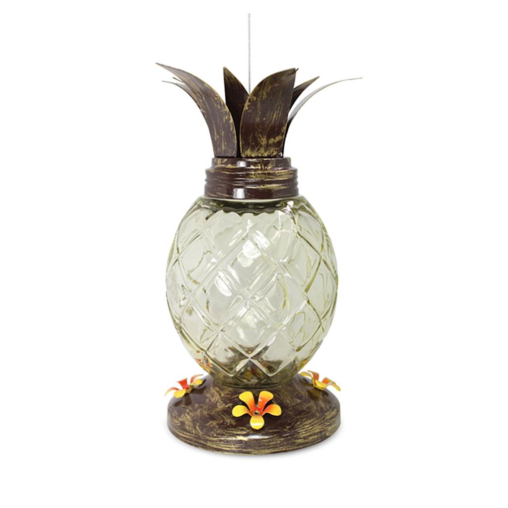 DMB - PINEBUSH GLASS HUMMINGBIRD FEEDER PINEAPPLE