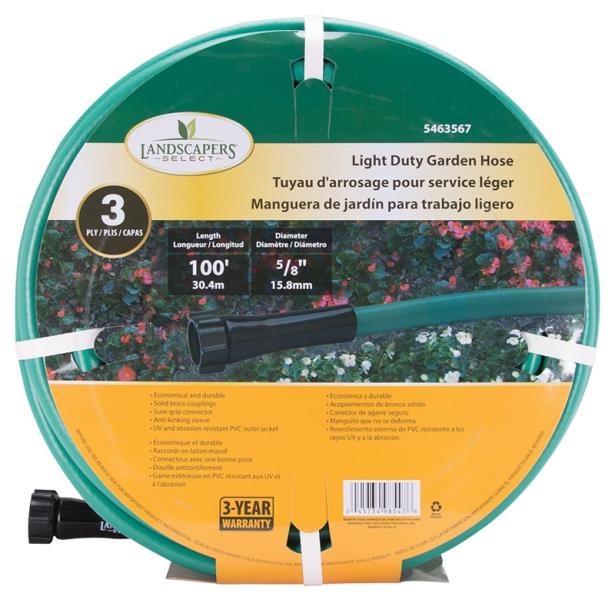 LANDSCAPERS SELECT GARDEN HOSE LIGHT DUTY 100FT 5/8&quot; PVC