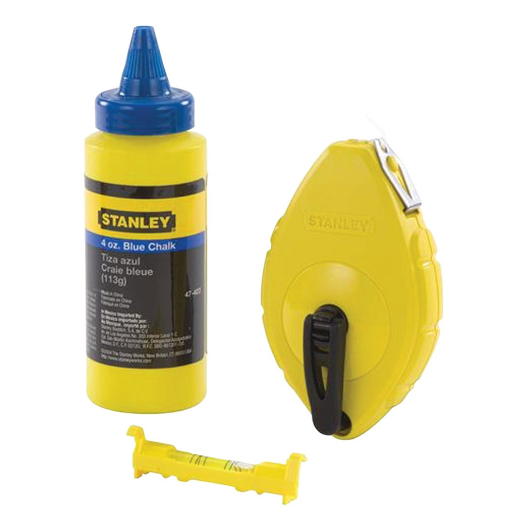 STANLEY CHALK LINE BOX SET 3-PIECE 100FT LINE BLUE ABS YELLOW REEL 47-443