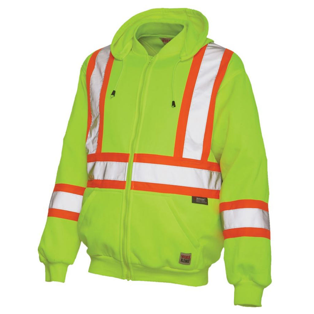 DMB - WORK KING HI VIS ZIP HOODIE REG FLUORESCENT GREEN 2XL