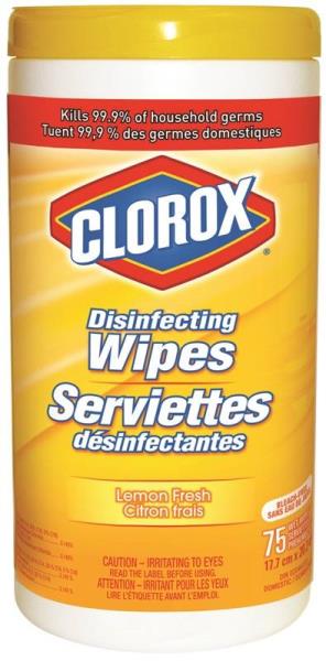 CLOROX DISINFECTING WIPES LEMON 75PK