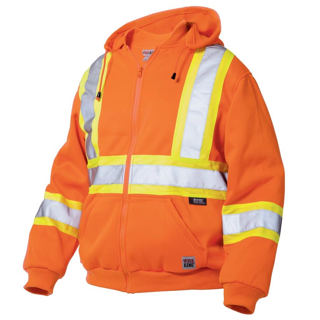 DMB - WORK KING HIVIS ZIP HOODIE FLUORESCENT ORANGE MED