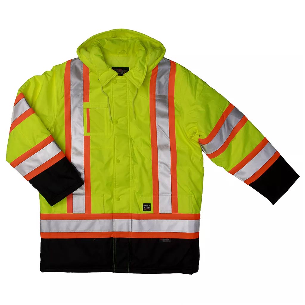 DMB - WORK KING MENS LINED JACKET FLUORESCENT GREEN LRG