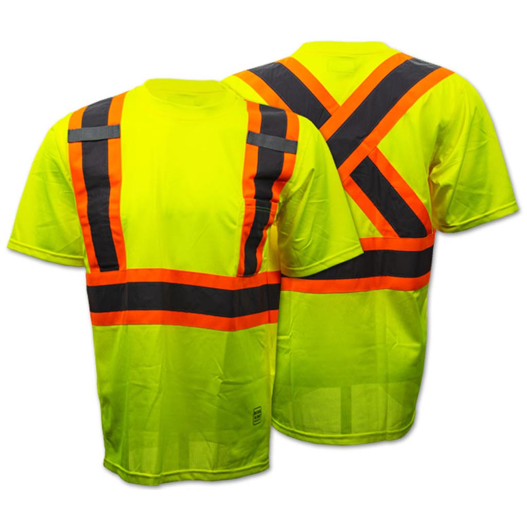 DMB - WORK KING SAFETY T-SHIRT POCKET FLUORESCENT GREEN LRG