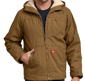 DV - DICKIES MEN'S MEDIUM DUCK SHERPA LINED HOODED JACKET BROWN