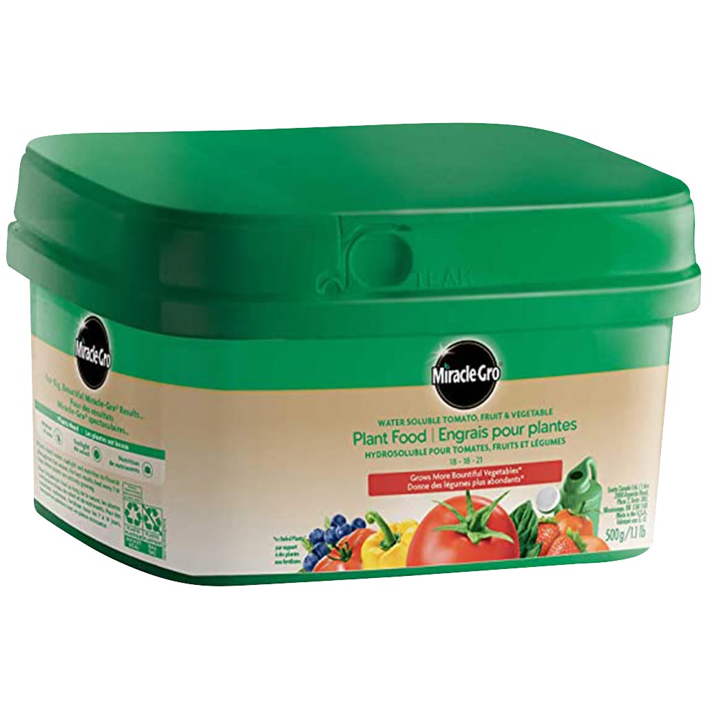 MIRACLE GRO WTR SOLUBLE TOMATO/FRUIT/VEG PLANT FOOD 18-18-21 500GM