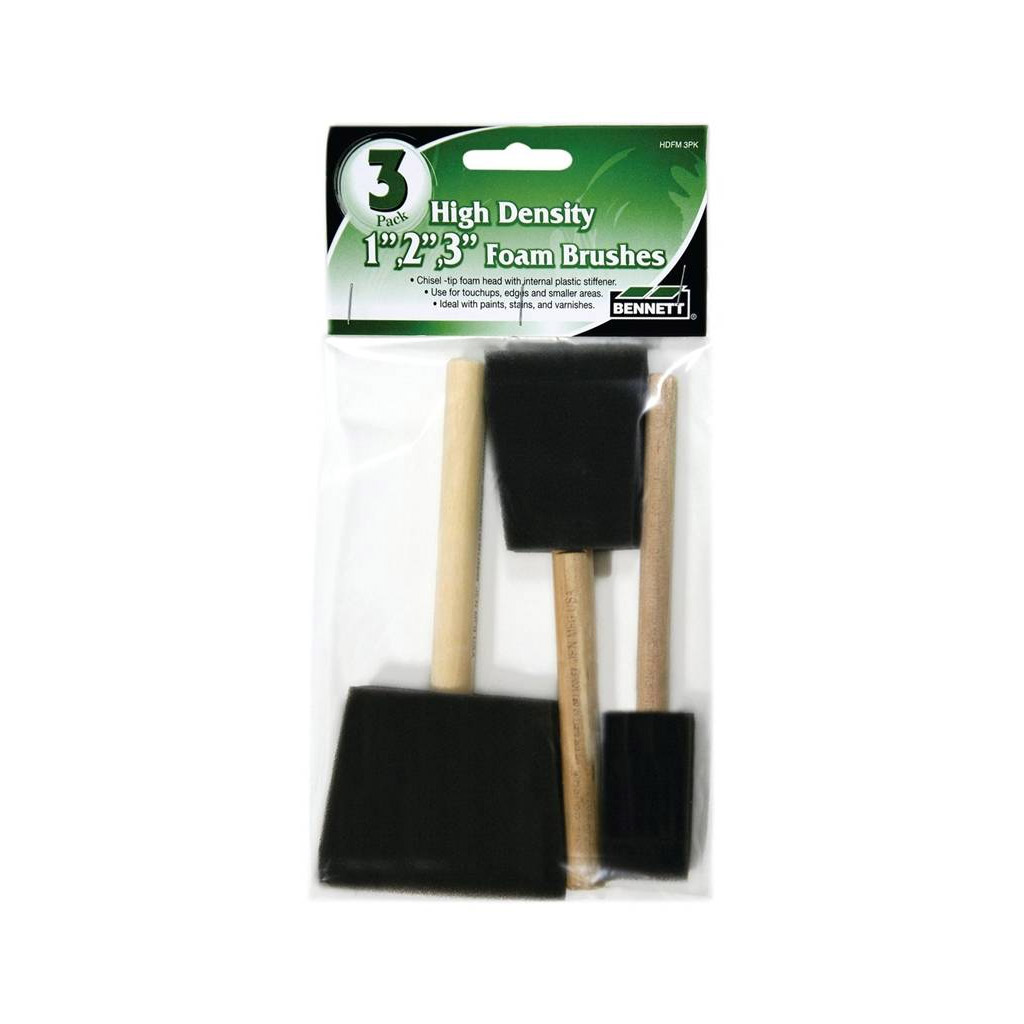 BENNETT PAINTBRUSH SET FOAM 3PK, 1&quot;, 2&quot; AND 3&quot;