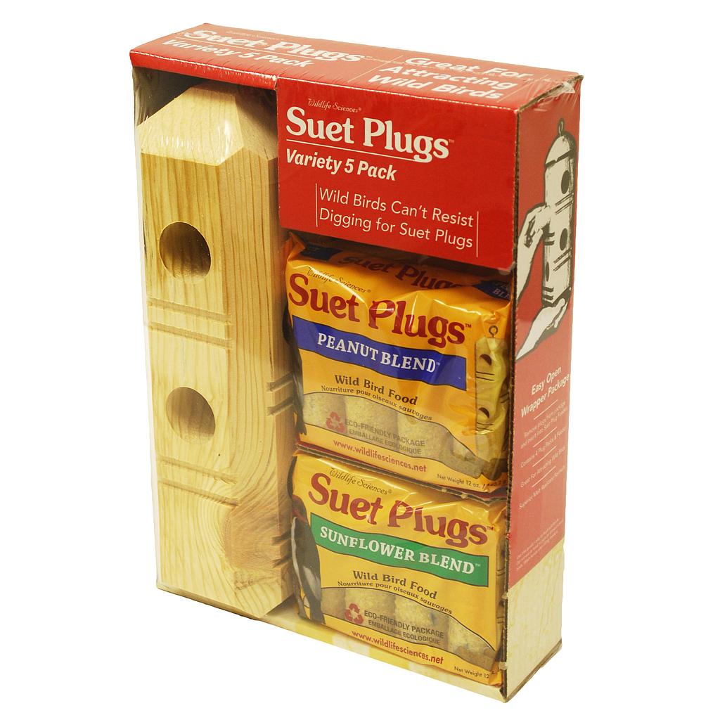 DMB - WILDLIFE SCIENCE SUET PLUG VARIETY 5 PACK W/FEEDER (4+1)