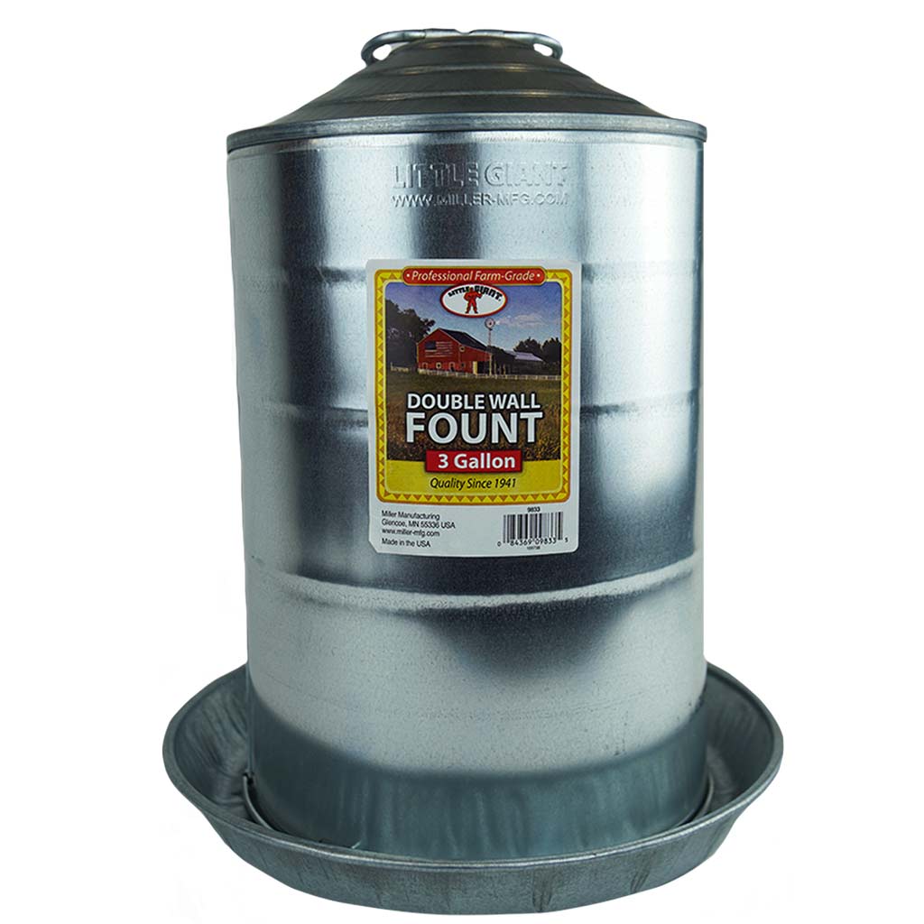 LITTLE GIANT POULTRY FOUNTAIN 3GAL FLOOR MOUNTED GALVANIZED