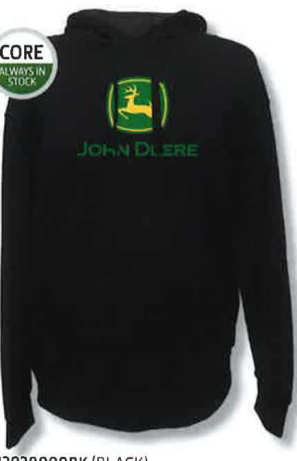 JOHN DEERE LOGO FLEECE HOODIE BLACK XL