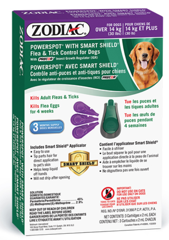 DMB - DMB - ZODIAC SMART SHIELD POWER SPOT DOGS OVER 14KG 3 TUBES W/APPLICATOR