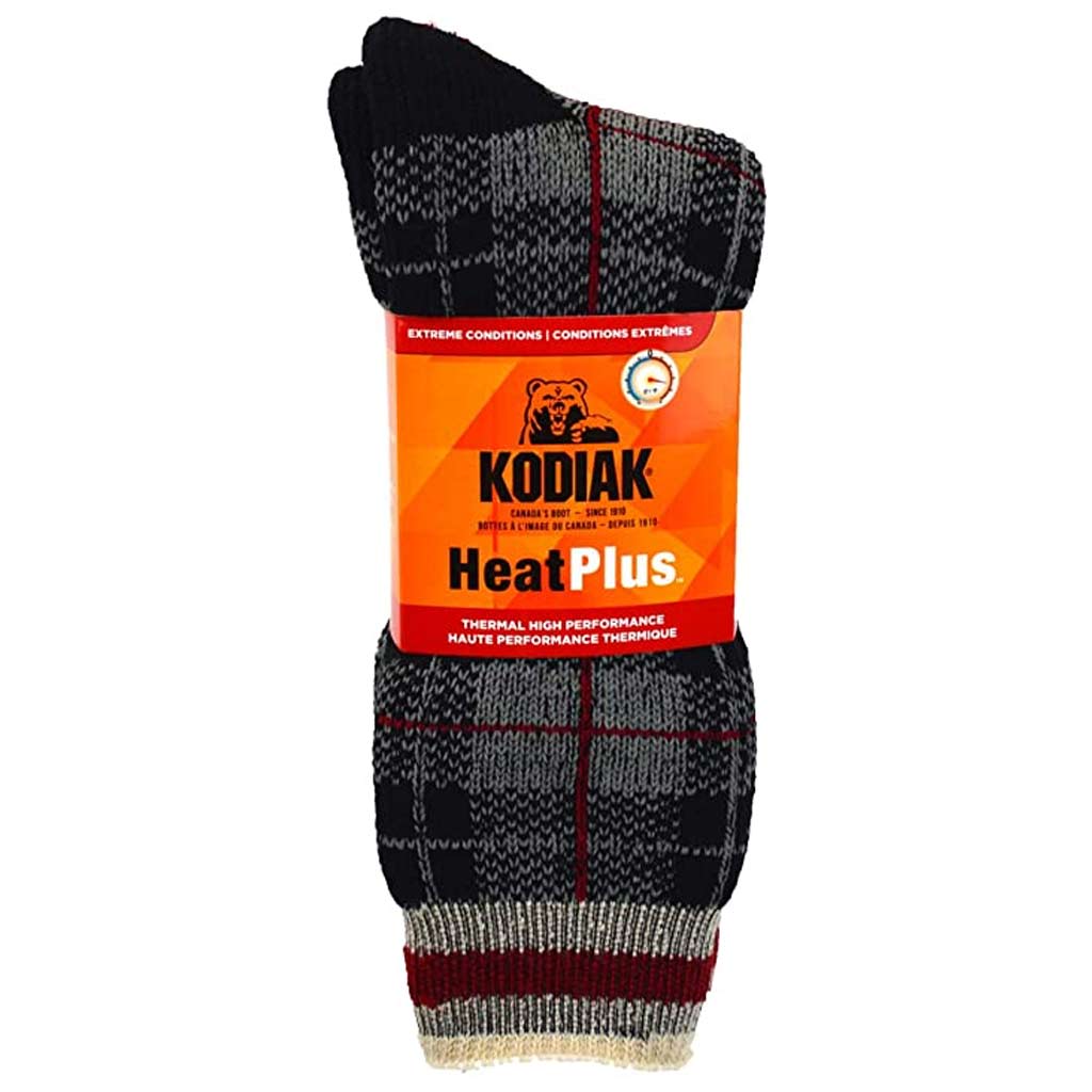 DMB - KODIAK MENS CHECK THERMAL BOOT SOCKS 10-13 2PK, RD/BLK