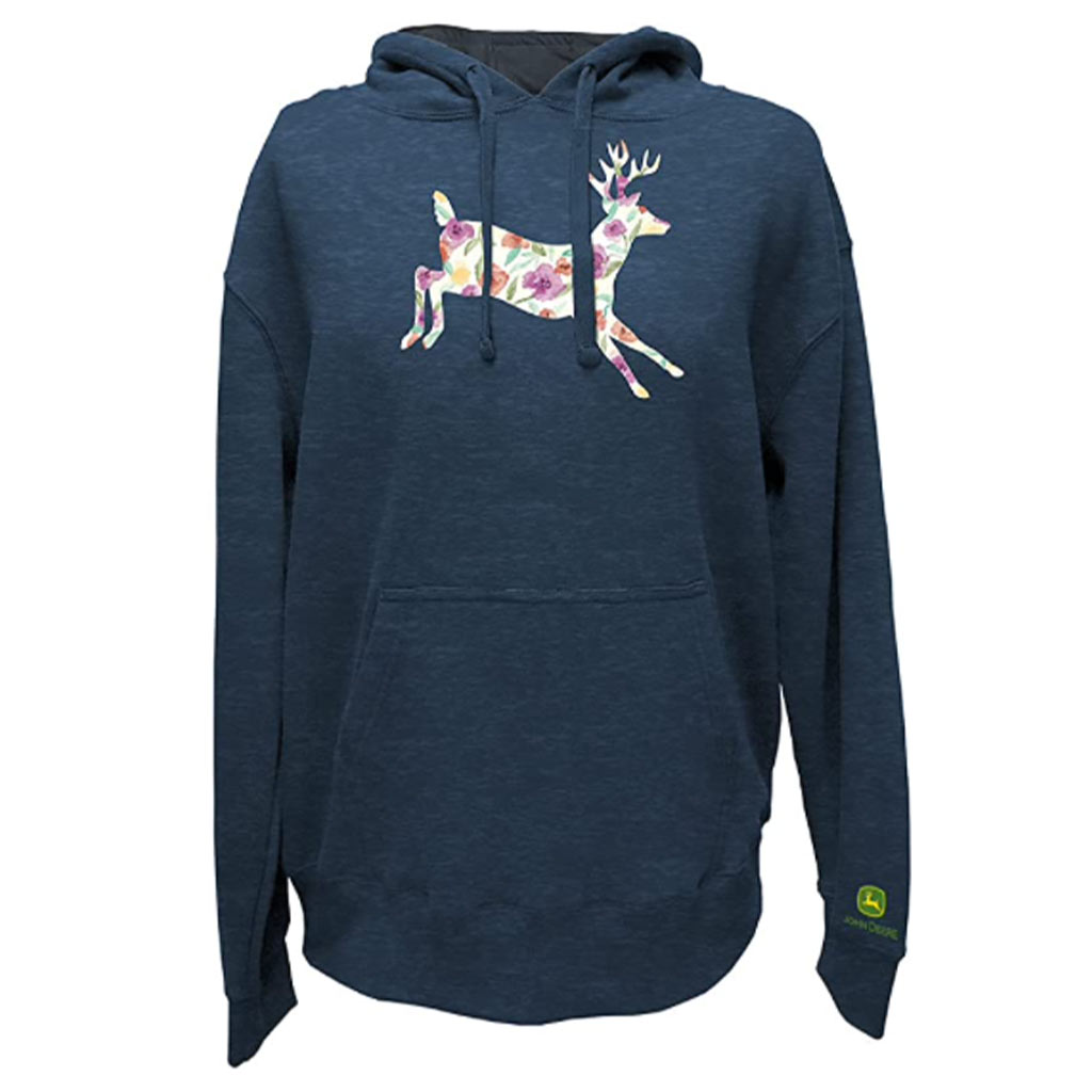 DMB - JOHN DEERE WOMENS HOODIE FLORAL BUCK NAVY MEDIUM