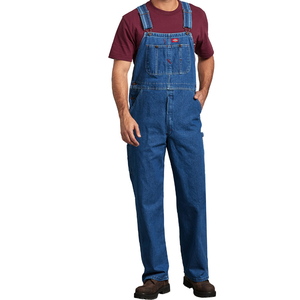 DICKIES MENS STONEWASHED DENIM BIB OVERALL NAVY 32x32