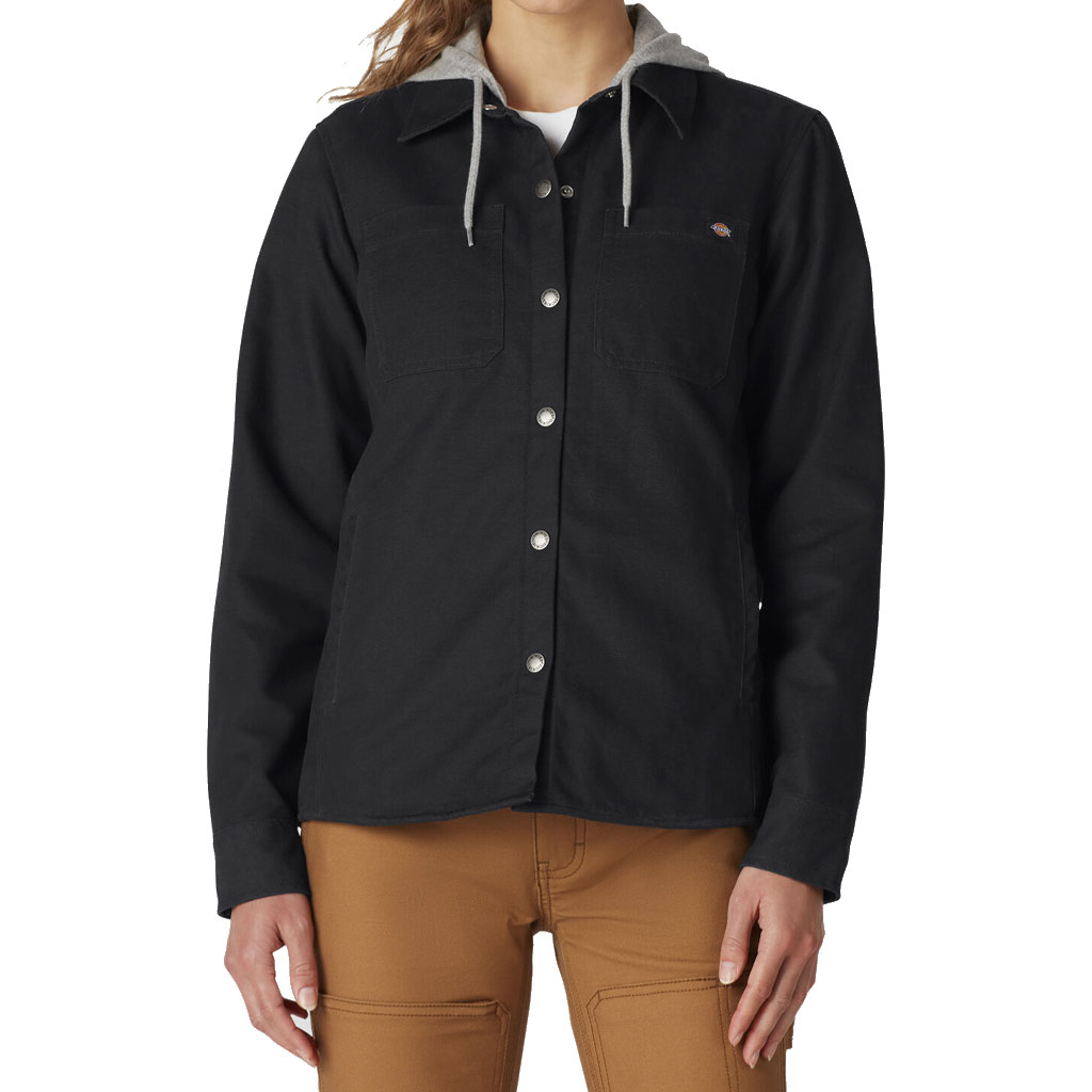 DICKIES WOMEN HOODED DUCK SHIRT JACKET BLACK X-LARGE