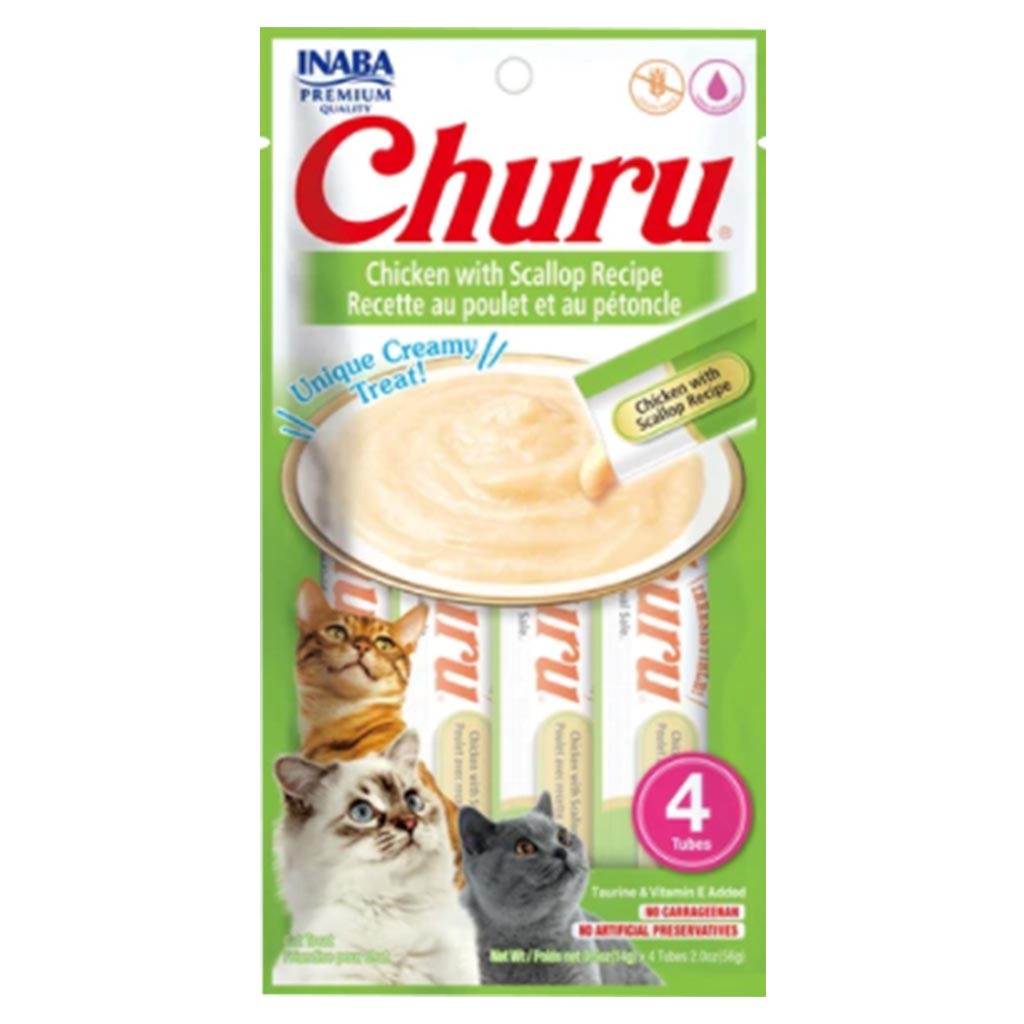 INABA CAT CHURU CHICKEN &amp; SCALLOP PUREE 56G