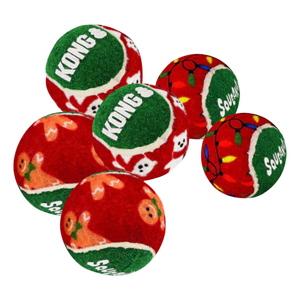 DV - KONG DOG HOLIDAY SQUEAKAIR BALLS 6PK MEDIUM XMAS 2022