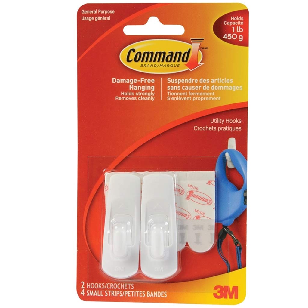 COMMAND 17002C UTILITY HOOK 1LB 2-HOOK WHITE