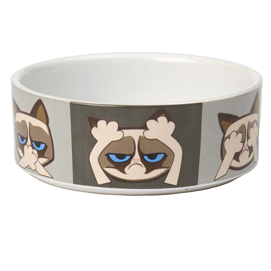 DV - PETRAGEOUS GRUMPY CAT HEAR SEE SPEAK NO EVIL BOWL GRAY 5&quot;