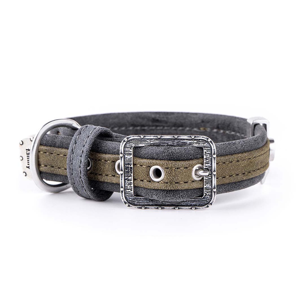 DMB - MY FAMILY LONDON COLLAR FAUX LEATHER GRN &amp; BLK SM 30-36CM