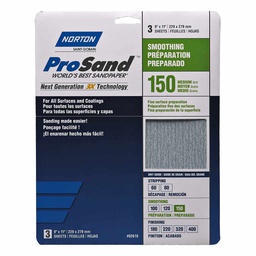 [10042218] NORTON PROSAND SANDPAPER, 150 MED GRIT, 3 SHEETS