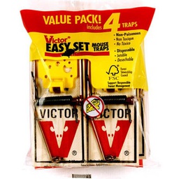 [10079768] DV - VICTOR EASY SET WOOD MOUSE TRAP PRE-BAITED (4PK) M039