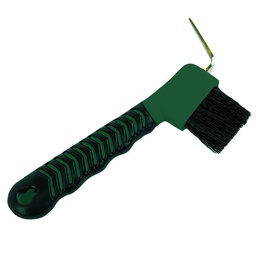 [10085258] GER-RYAN HOOF PICK W/ BRUSH RUBBER GRIP HUNTER GREEN