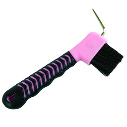 [10085462] GER-RYAN HOOF PICK W/ BRUSH RUBBER GRIP PINK (OOS TO 2025 - JUST PINK)