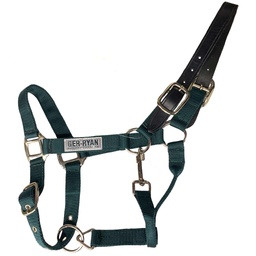 [10086108] GER-RYAN NYLON HALTER W/ LEATHER BREAKAWAY PONY GREEN