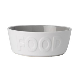 [10091686] PETRAGEOUS BACK TO BASICS STONEWARE BOWL FOOD WHITE/GRAY 6&quot;