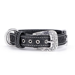 [10092870] DMB - MY FAMILY EL PASO COLLAR LEATHER BLK SM 27-31CM