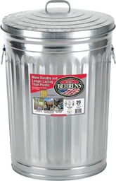 [10034124] BEHRENS TRASH CAN W/ LID GALVANIZED STEEL 20GAL 1211